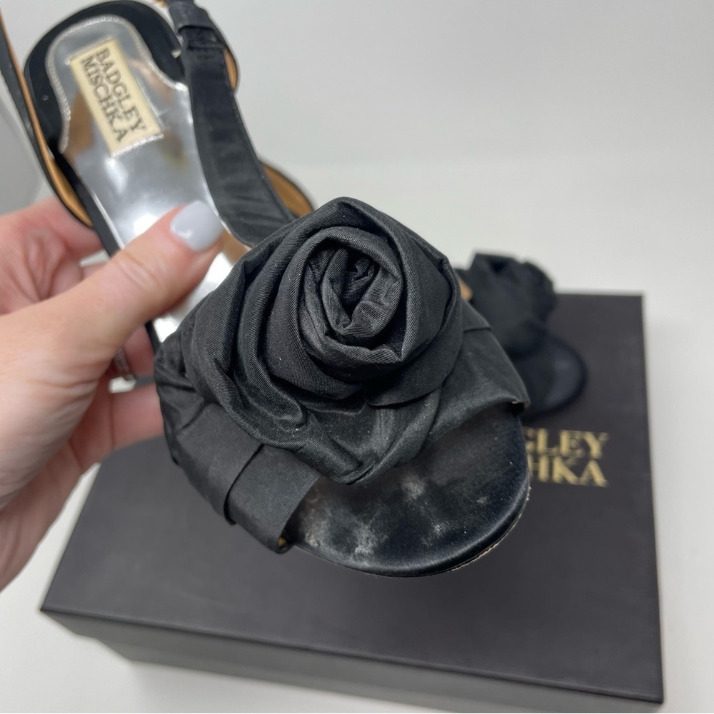 Badgley Mischka Black Lanah Open-Toe Pumps Size 7.5 - Picture 12 of 12